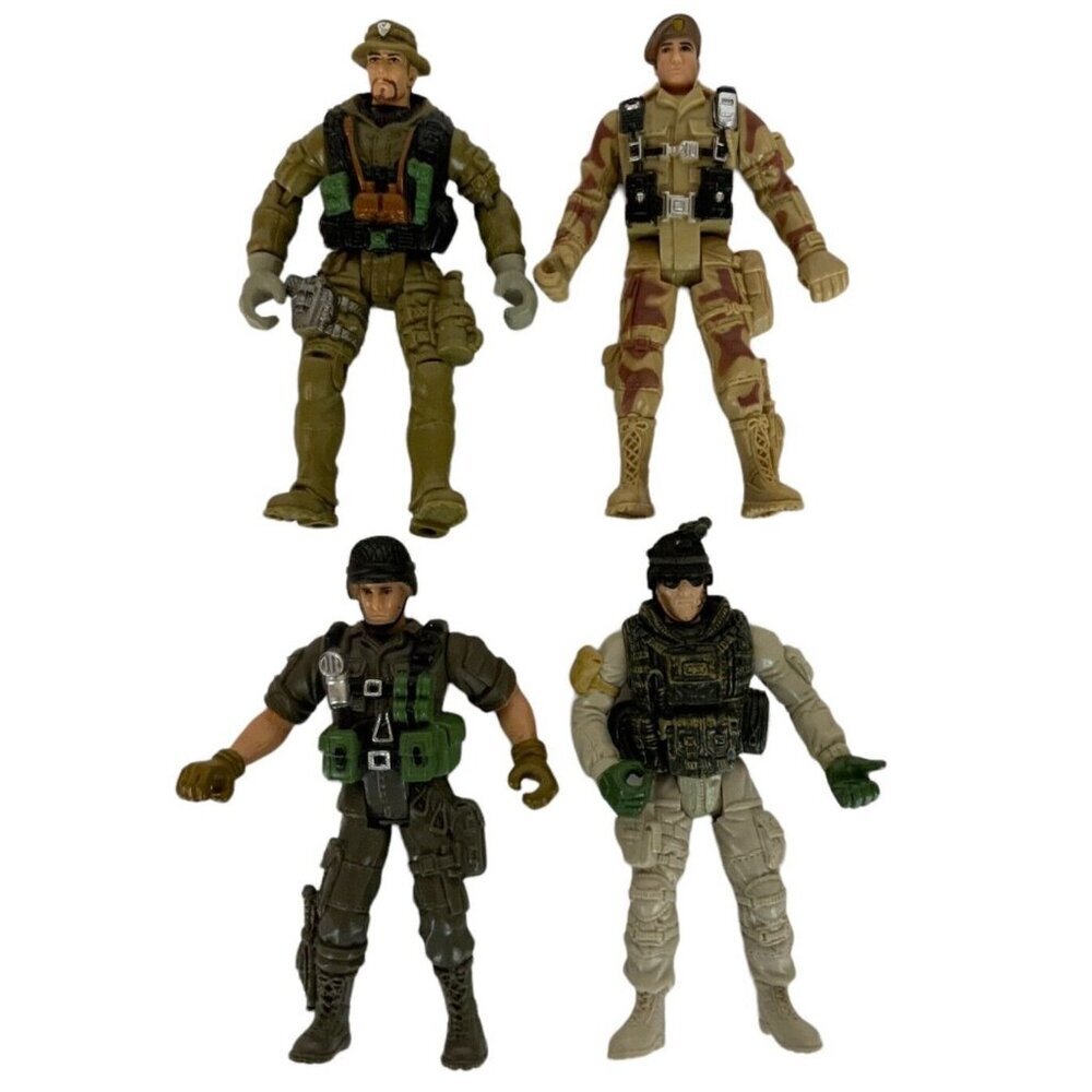 Chap Mei Military Action Figures Lot Of 4 Tactical Soldiers Movable Arms & Legs